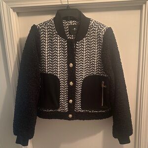7 For All Mankind Black and White Teddy Jacket